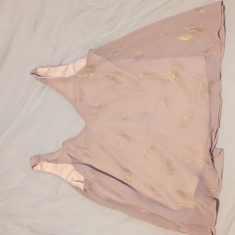 MIMI CHICA tan and gold sleeveless blouse